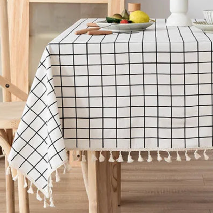 Amsterdam Cotton Table Cloth Cover - White Plaid