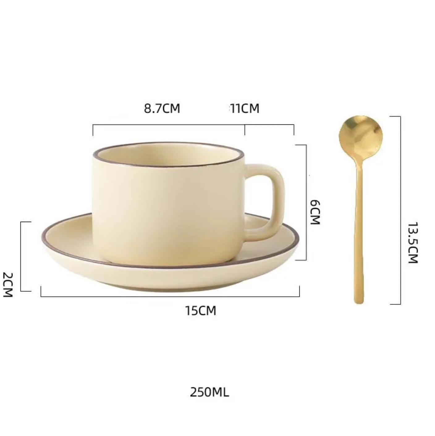 Francisco Ceramic Coffee Cup Set - Vanilla