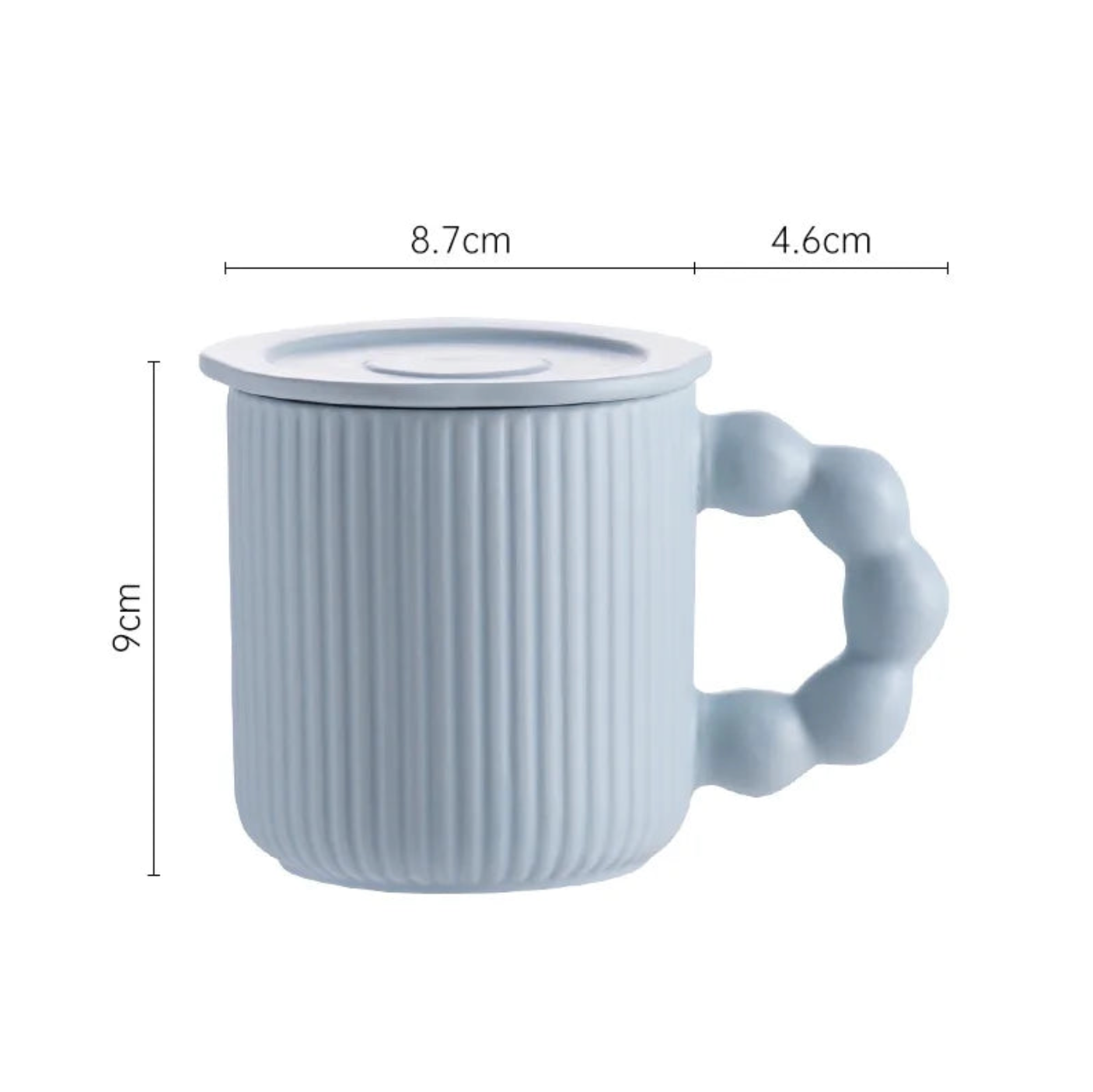 Greek Ceramic Pearl Mug with Lid - Baby Blue