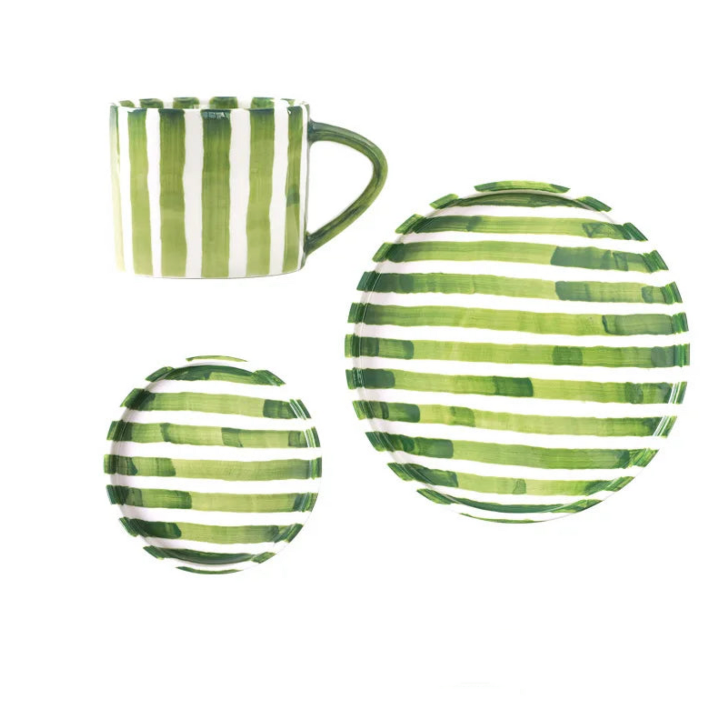 Toscana Art Ceramic Mug Collection - Green Stripes