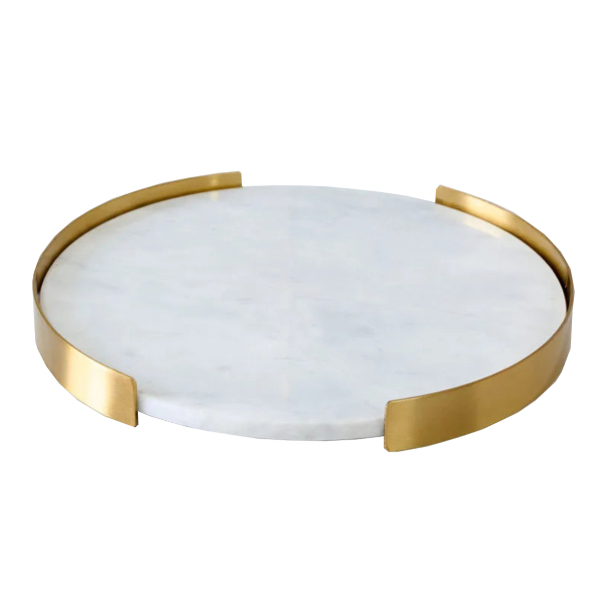 Swift Rounded Golden Border Marble Stone Trays - White