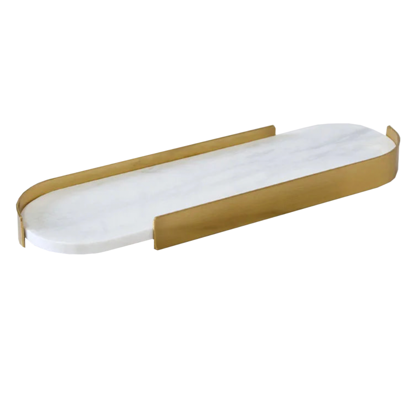 Swift Rounded Golden Border Marble Stone Trays - White