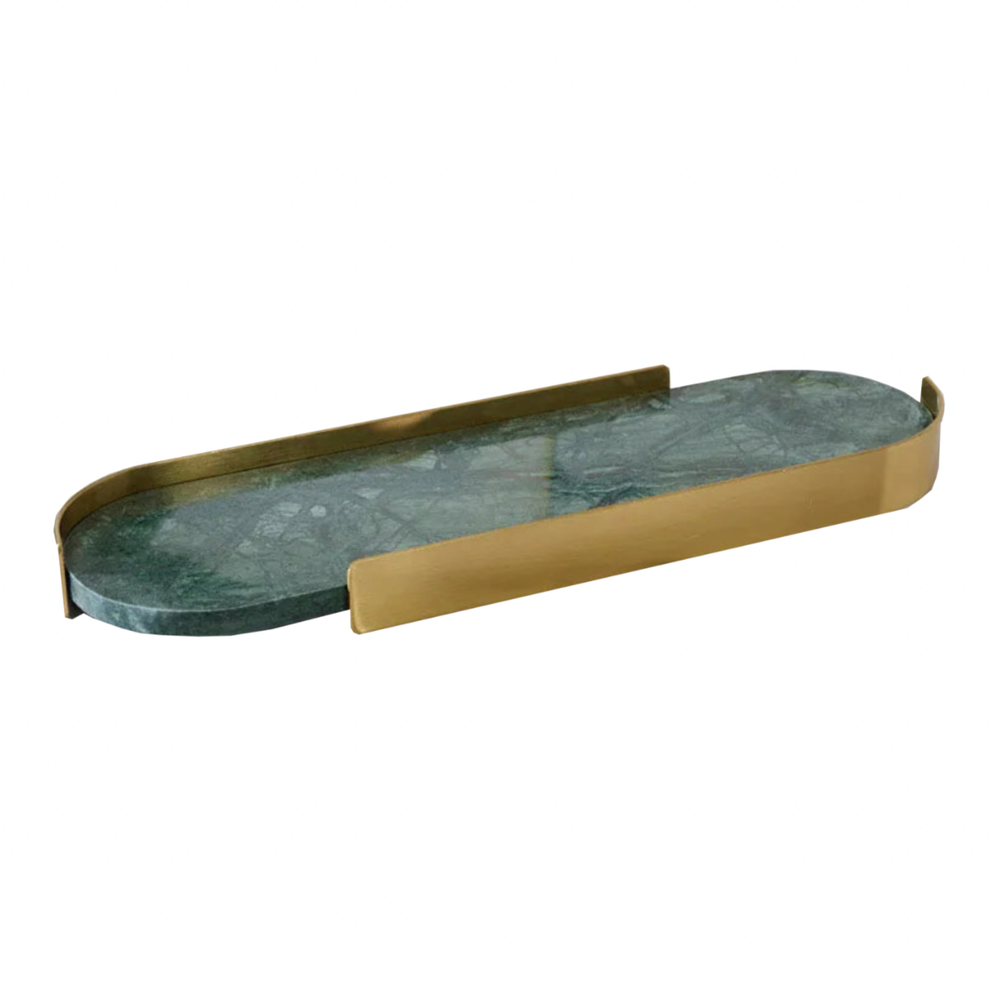 Swift Rounded Golden Border Marble Stone Trays - Green