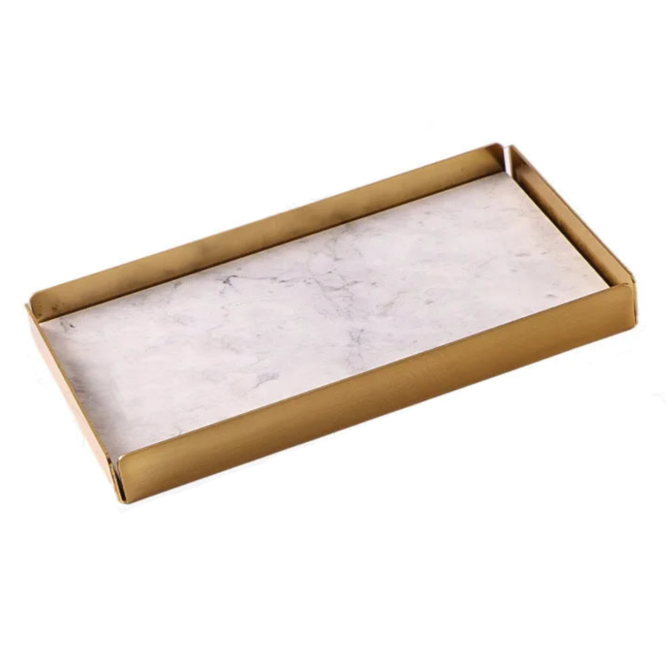 Rectangle Golden Border Marble Stone Tray Collection