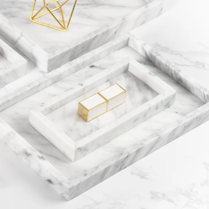 European Minimalist Marble Storage Tray Collection - White