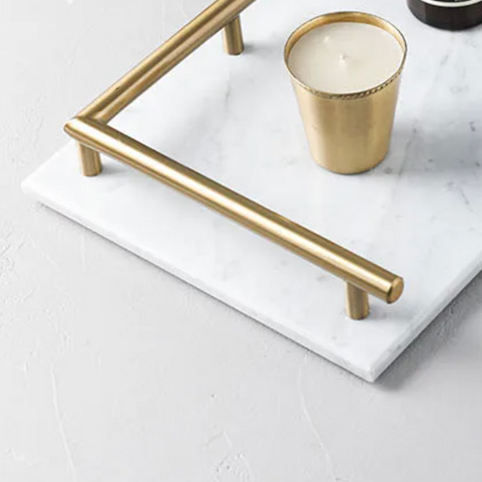 European Elegant Hand-Crafted Gold Marble Storage Tray