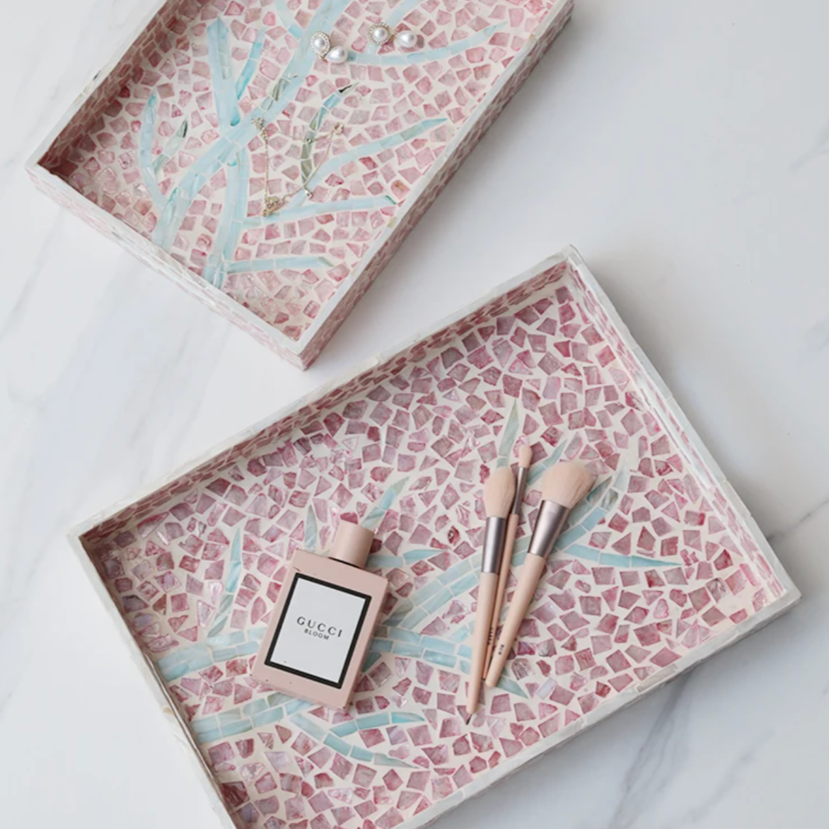 Corfú Creative Hand-Crafted Shell Trays - Pink Blossom