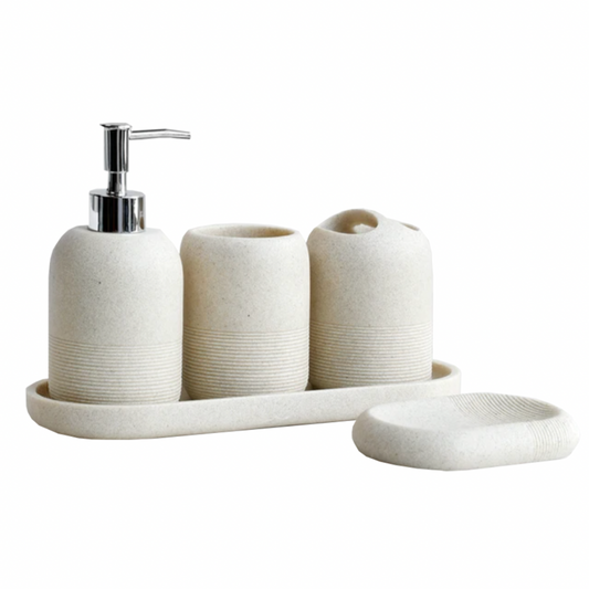 Malibu Beige Ceramic Bathroom Accessories Set