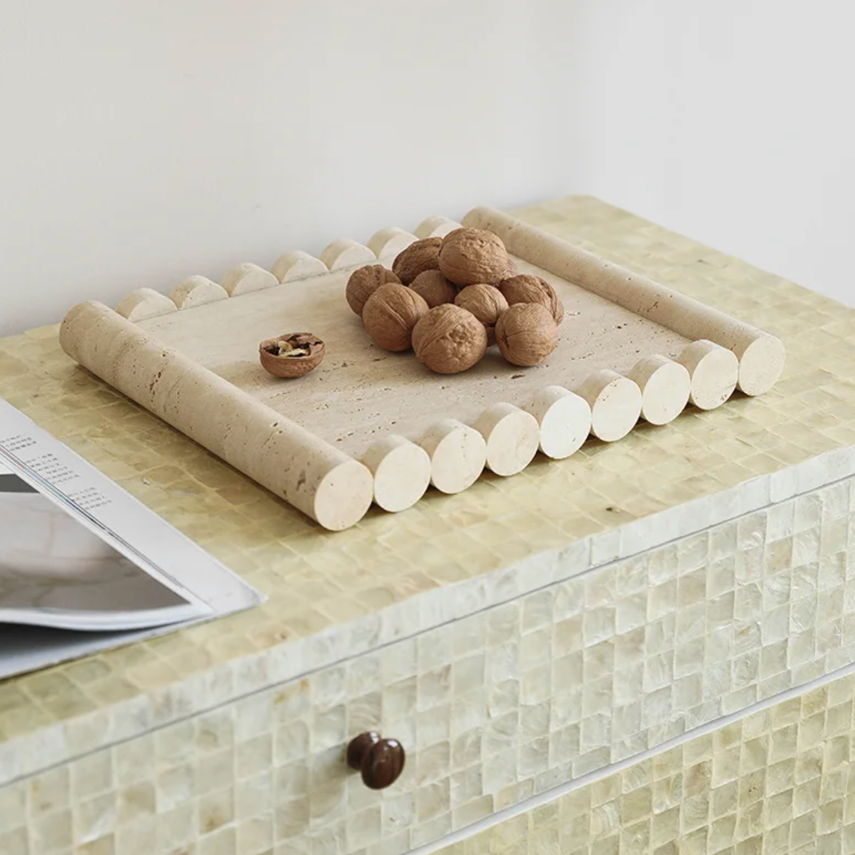 Italia Luxury Travertine Stone Letter Style Tray