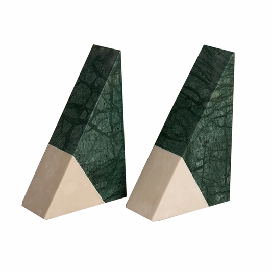 Indian Green Natural Marble Bookends