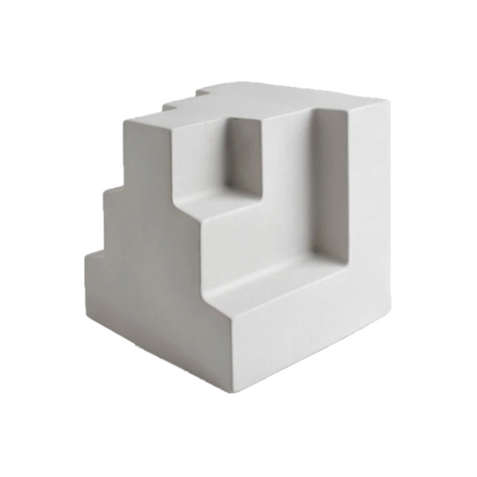 Aura Nordic Geometric Abstract Cube Bookend - White