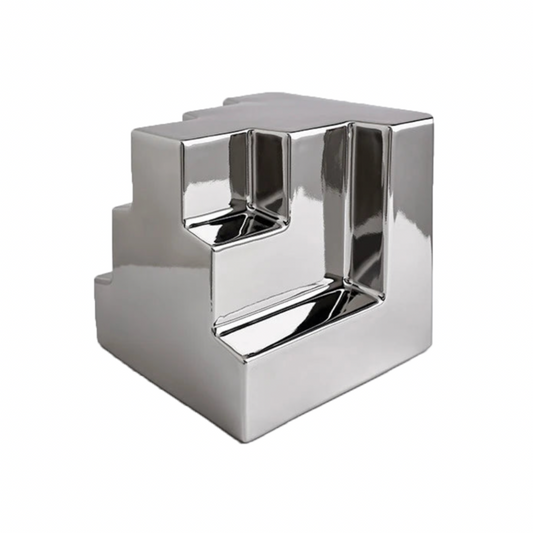 Aura Nordic Geometric Abstract Cube Bookend - Silver