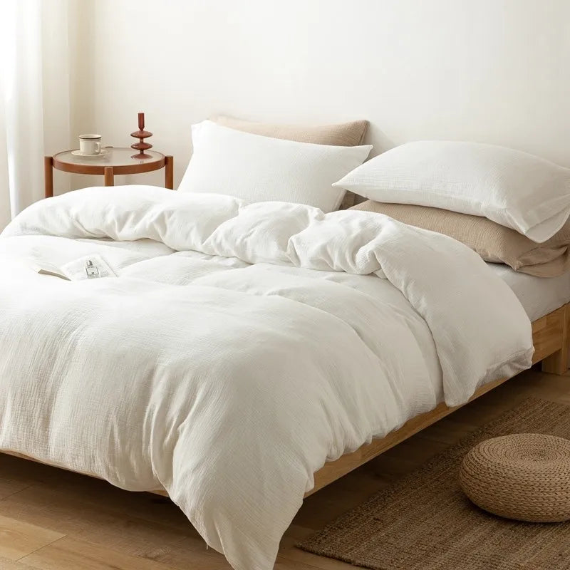 Classic White European Linen Duvet Cover Set