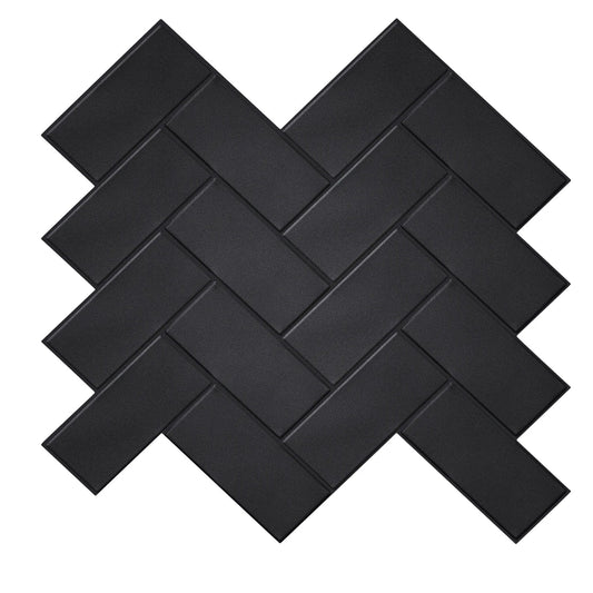Munich Wall Tile Panels Herringbone - Black