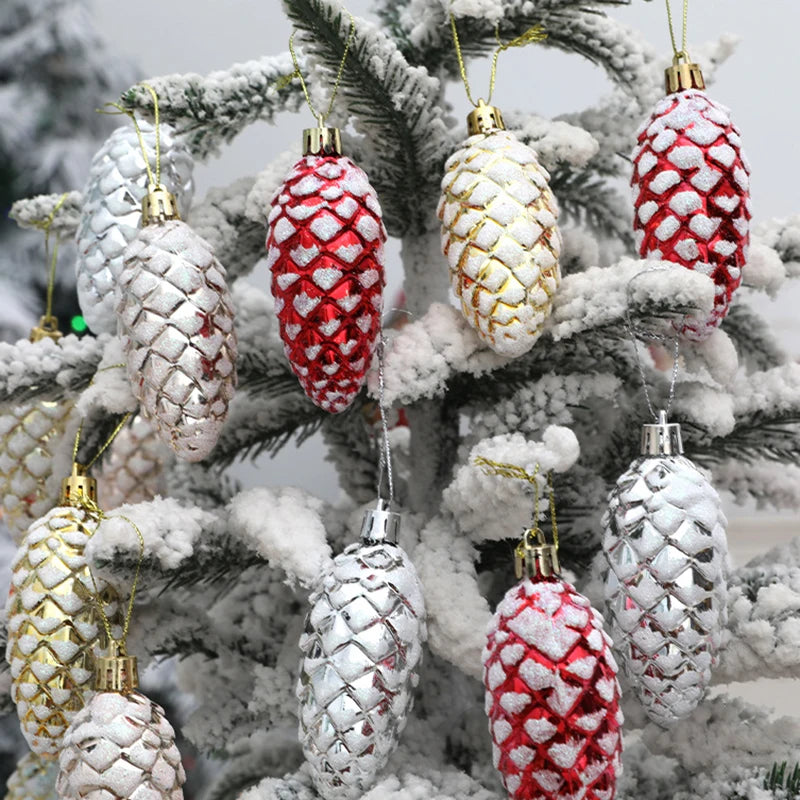 Hanging Christmas Tree Pine Cone Set - Silver