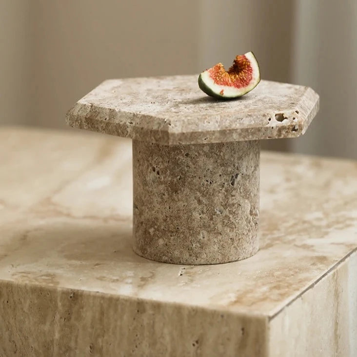 Italia Luxury Travertine Stone Raised Hexagon Tray