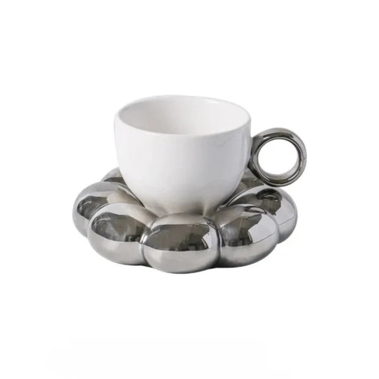 Capri Cloud Ceramic Cup - Silver/White