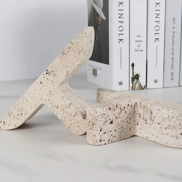 Elessí Travertine Stone Leaning Bookends