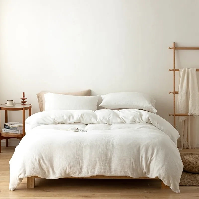 Classic White European Linen Duvet Cover Set