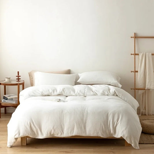 Classic White European Linen Duvet Cover Set