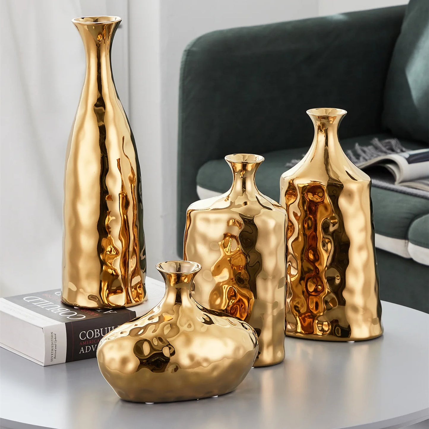 Violetta Ceramic Electroplated Gold Vases