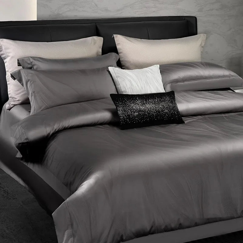 Marrati Premium Egyptian Cotton Duvet Cover Set - Silky Grey