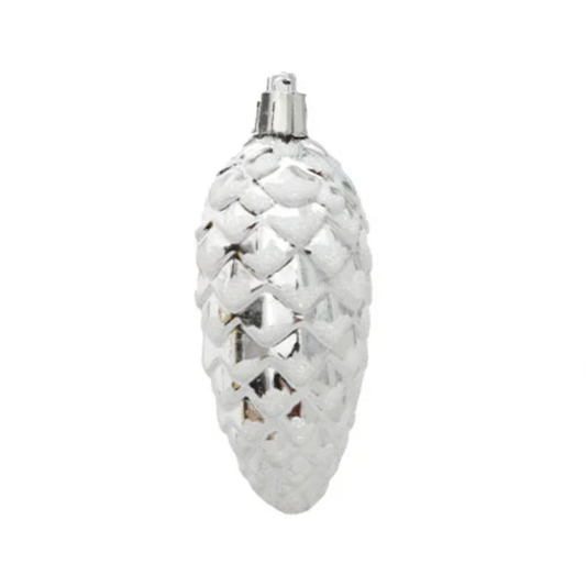 Hanging Christmas Tree Pine Cone Set - Silver