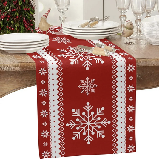 Christmas Snowflake Linen Table Runner