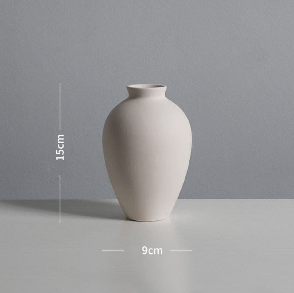 Kampylos White Ceramic Vases