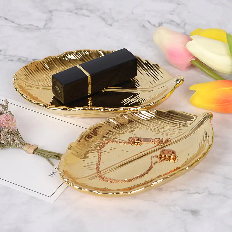 Gold Leaf Ceramic Tray