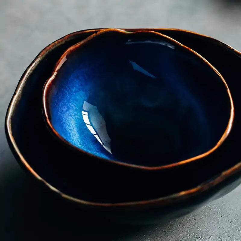 French Cat Eye Blue Bowl