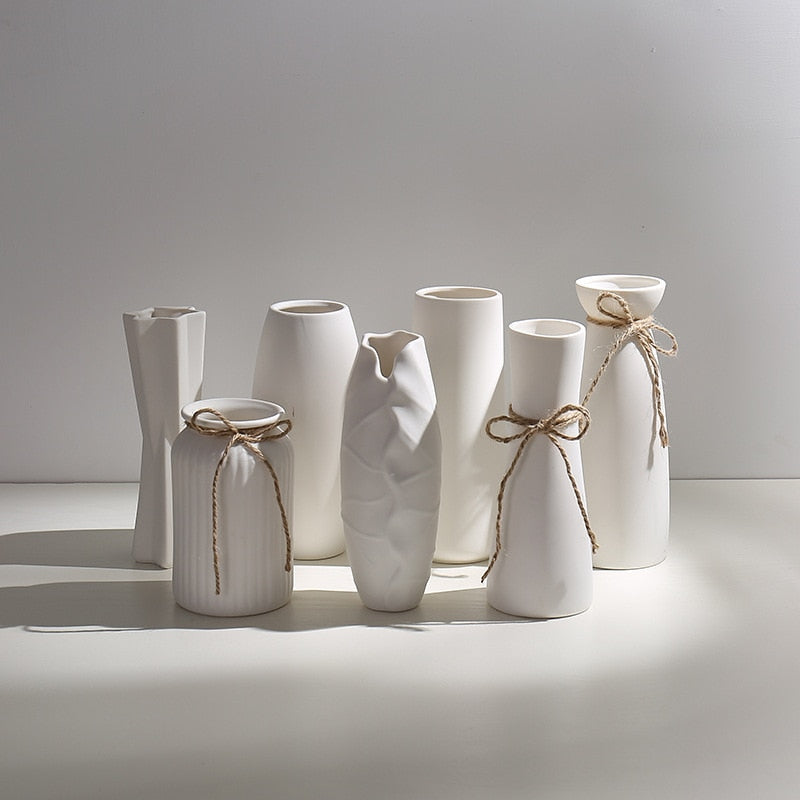 Kyathos White Ceramic Vases